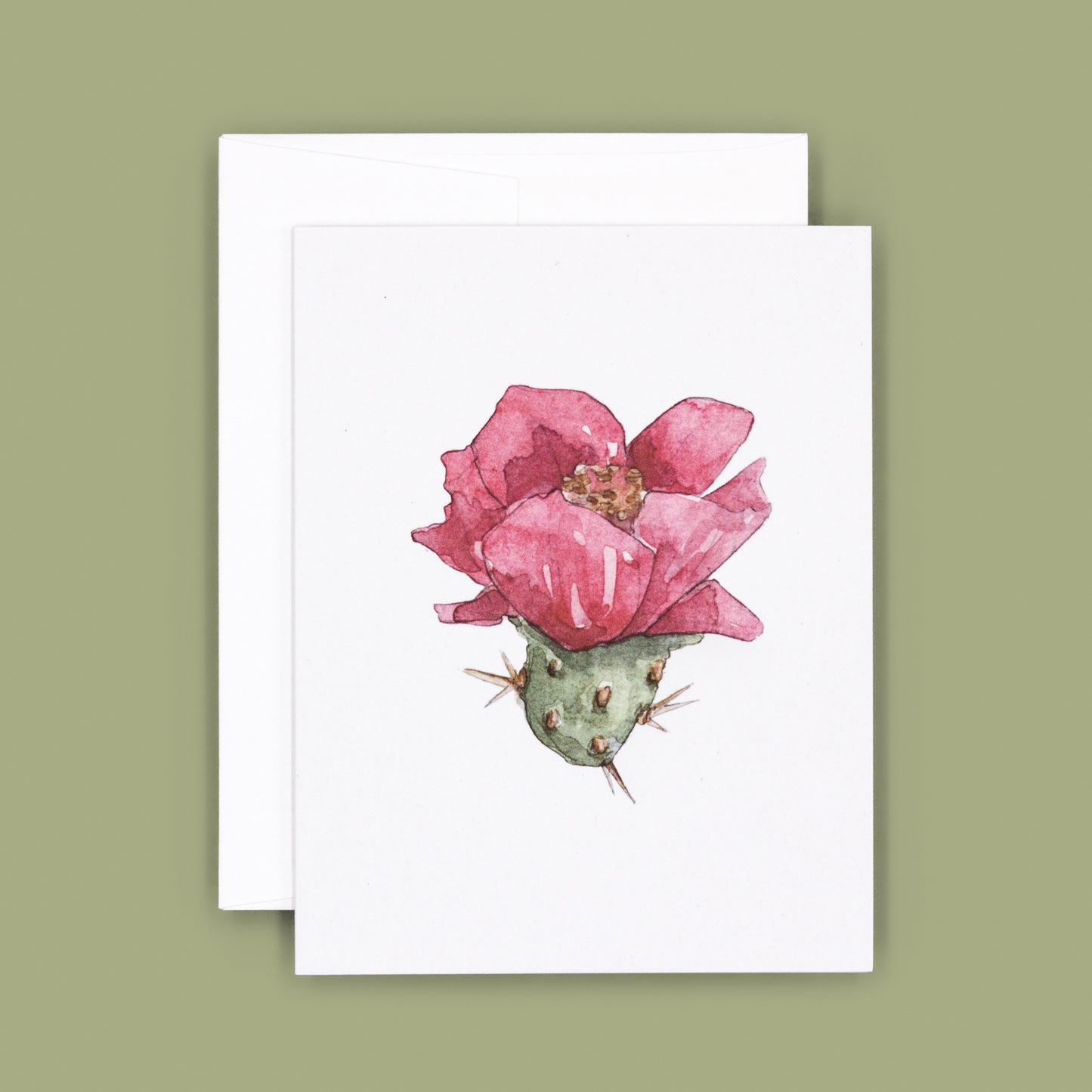 Pink | Prickly Pear Cactus Floral Greeting Card