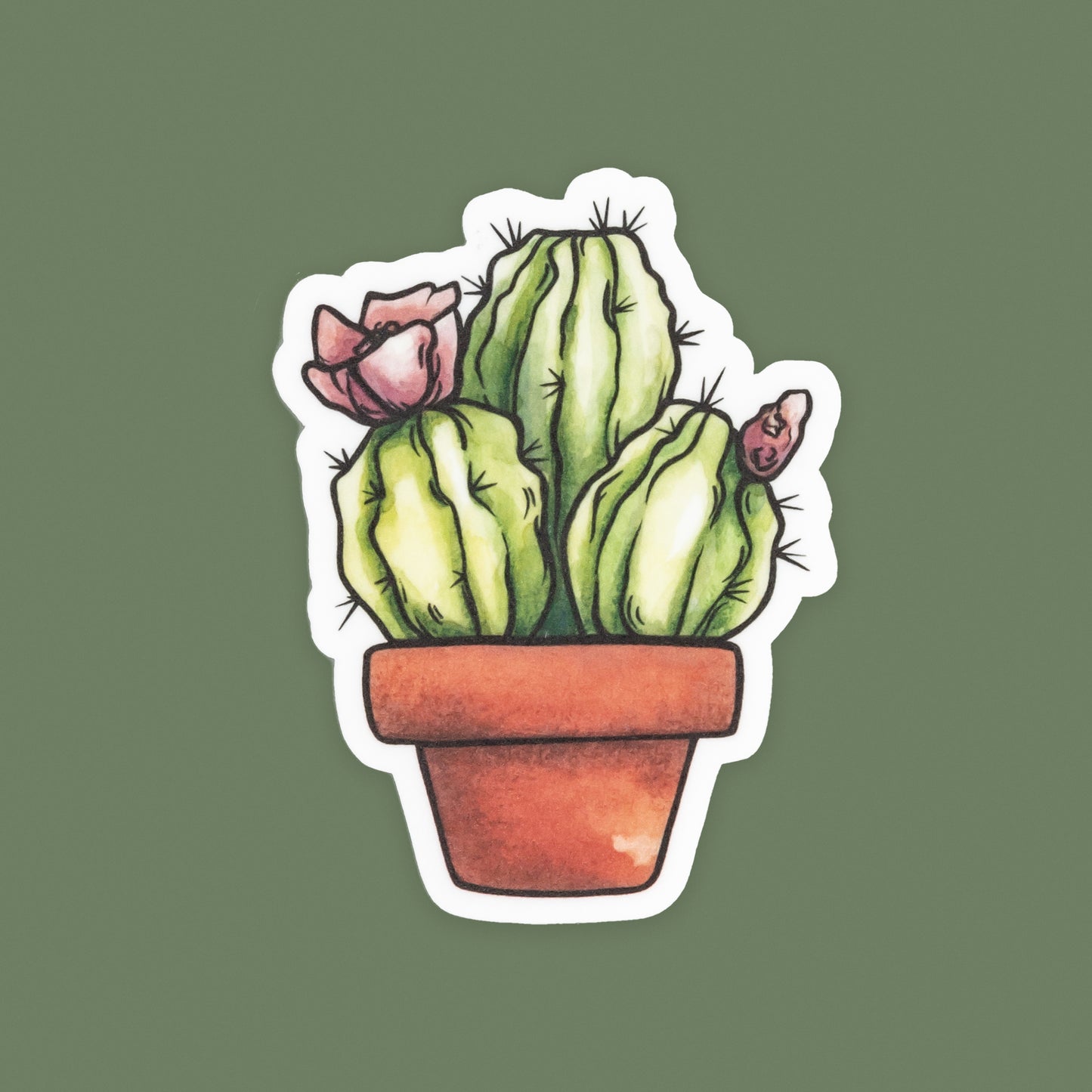 Potted Cacti Friend: Robust Hedgehog Vinyl Die-cut Sticker