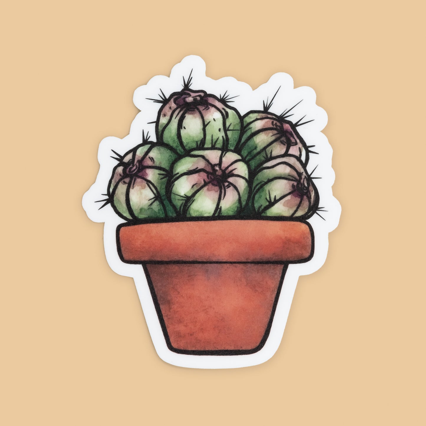 Potted Cacti Friend: May Headed Barrel Vinyl Die-cut Sticker