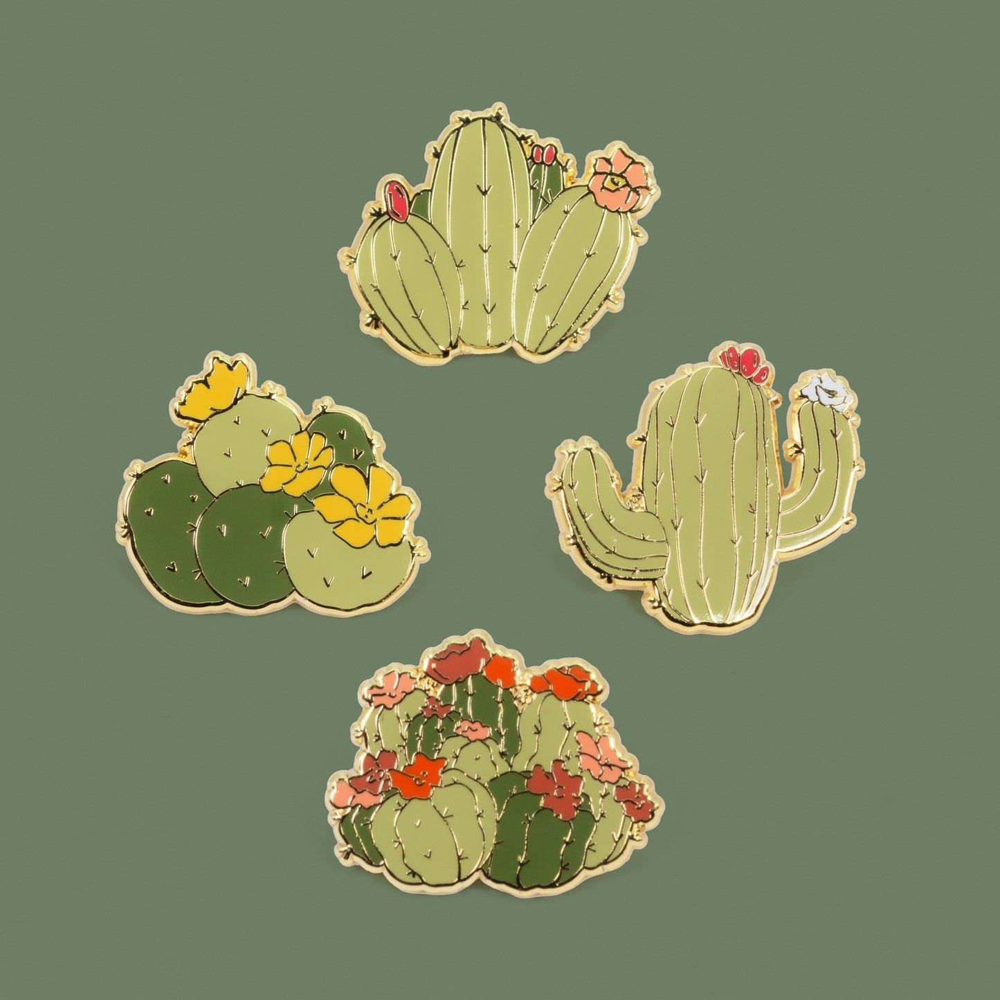 Las Amigas, ALL FOUR Enamel Pins, Cacti Friend Series