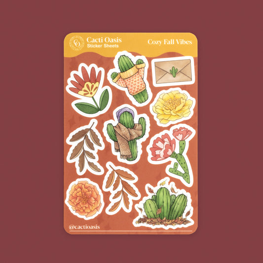 Cozy Cacti Vibes Vinyl Kiss-cut Sticker Sheet