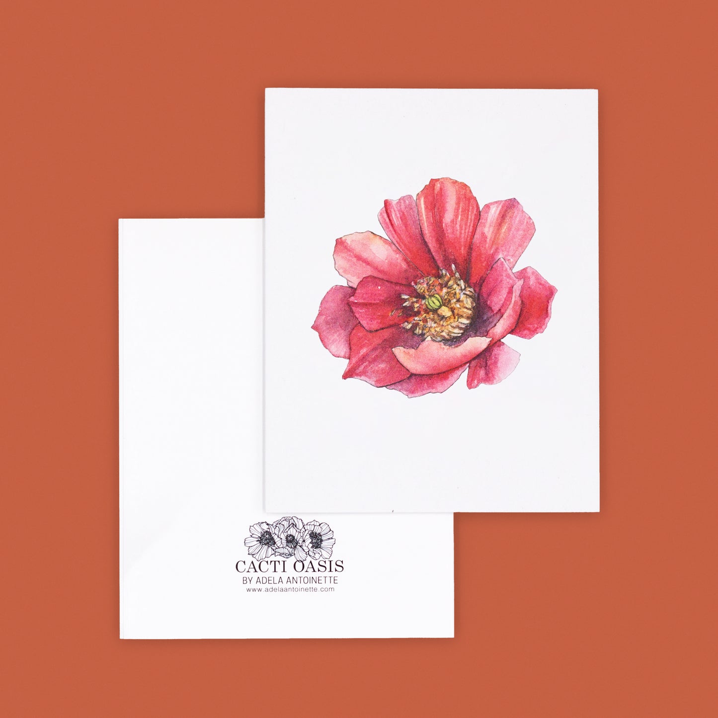 Red Facing Left | Cholla Blossom Greeting Card