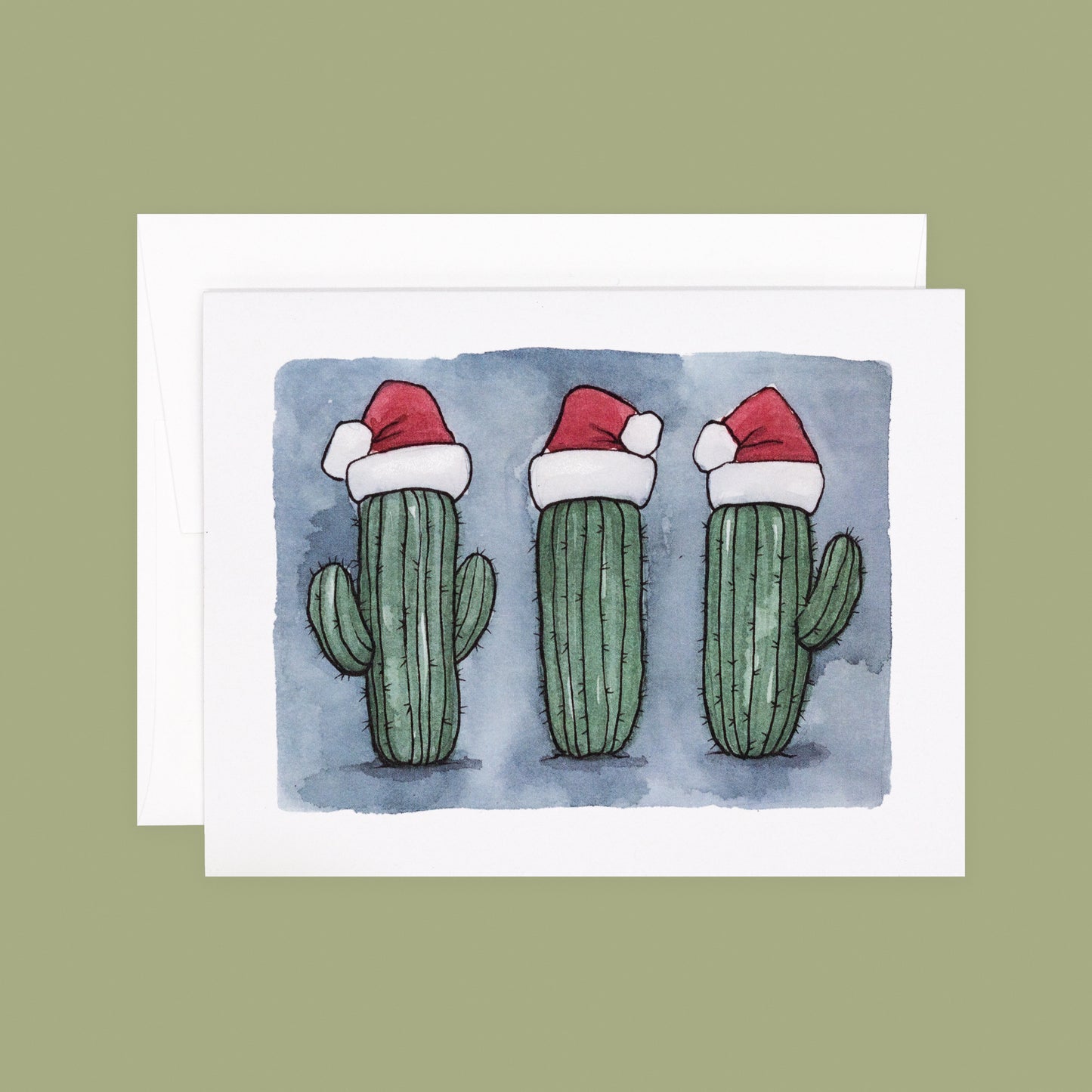 Holiday Greeting Card Set of 8 | Holiday Saguaro Trio