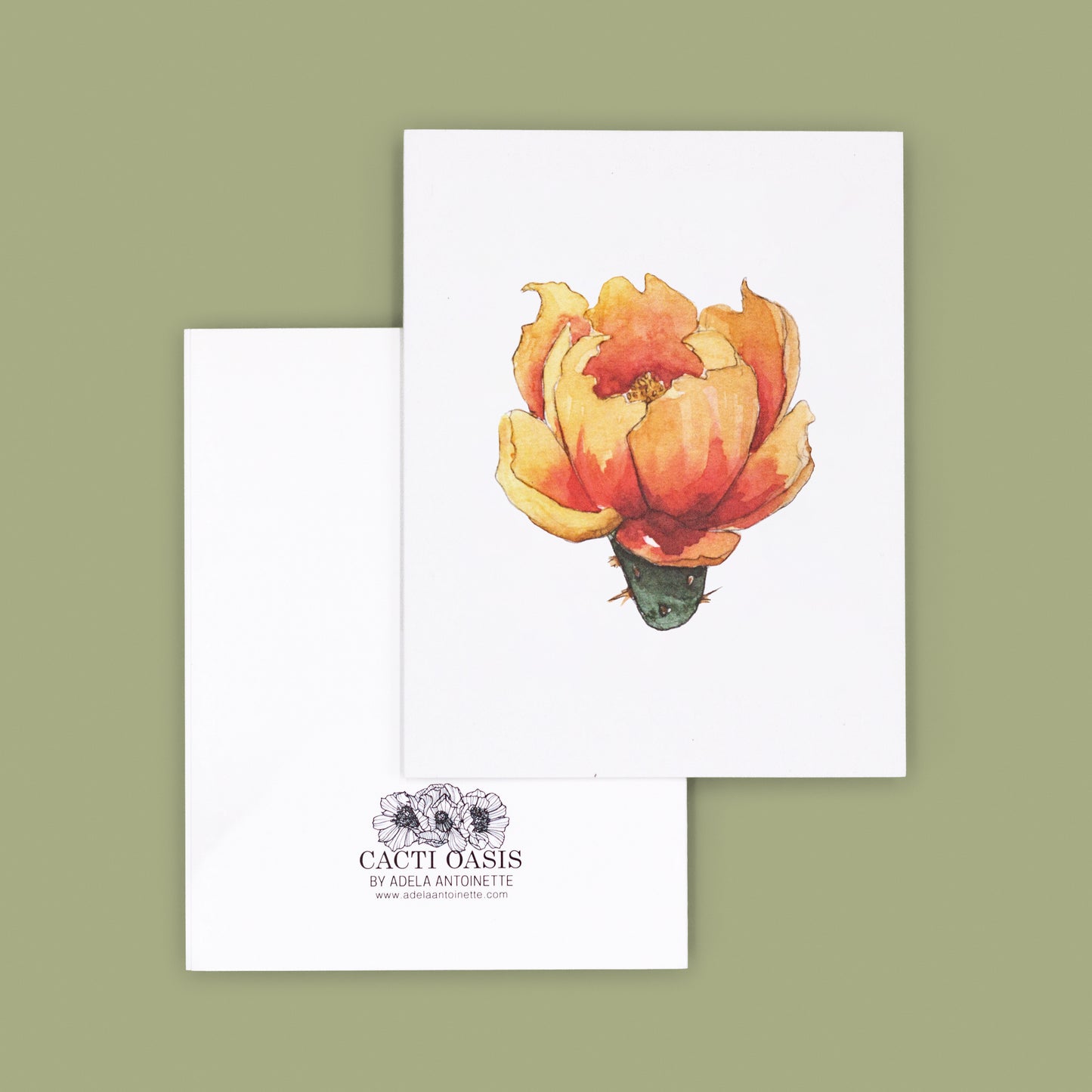 Yellow | Prickly Pear Cactus Floral Greeting Card