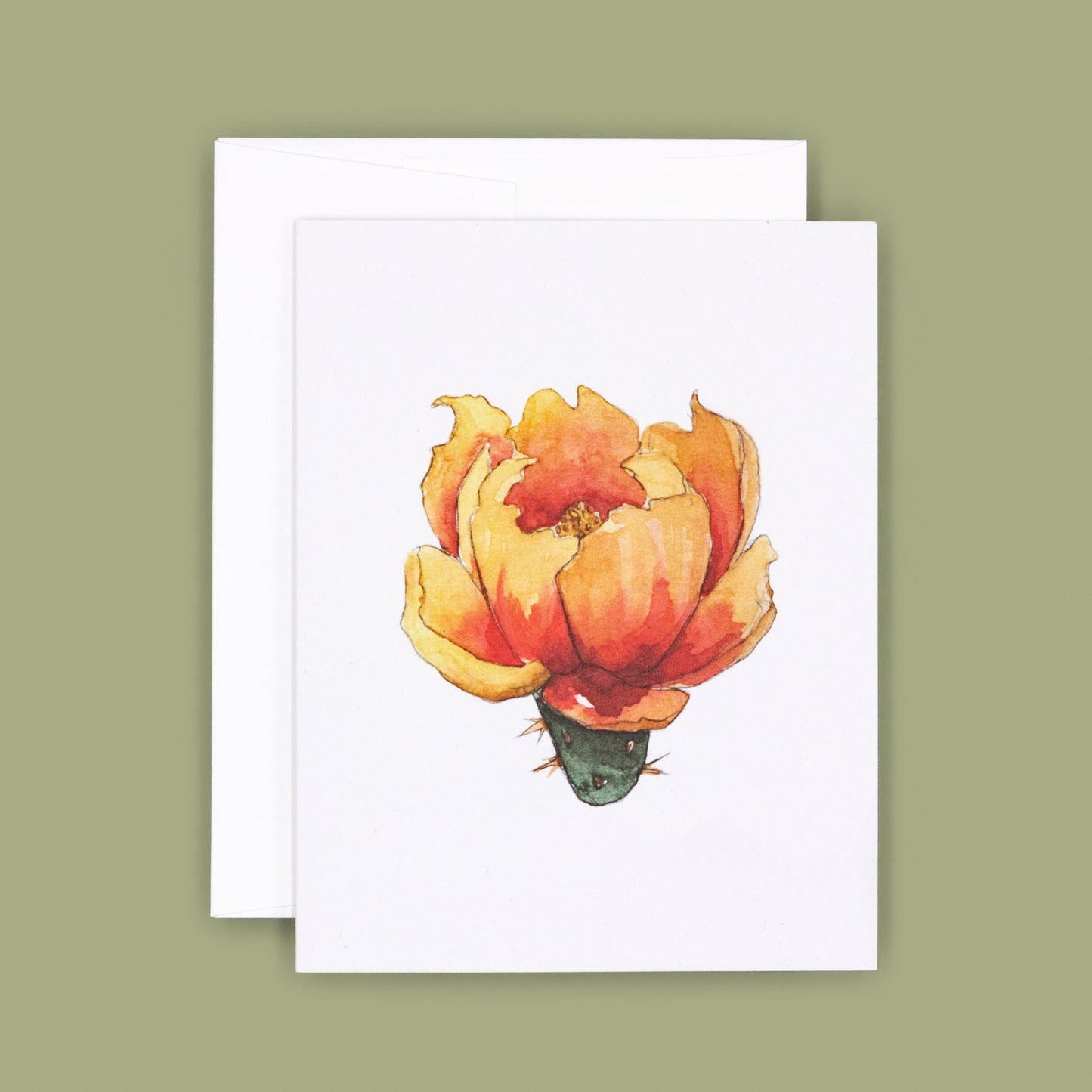 Yellow | Prickly Pear Cactus Floral Greeting Card