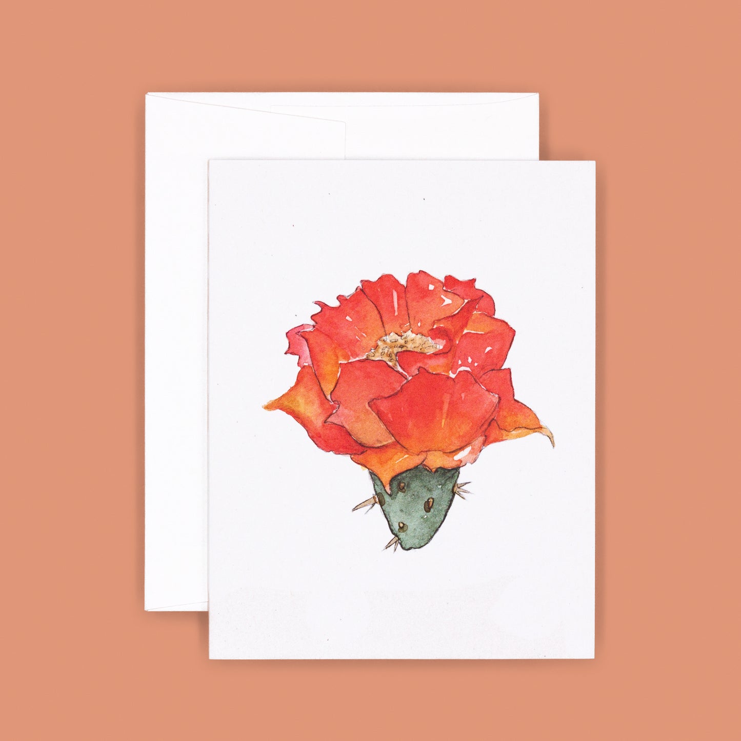 Card Set | Prickly Pear Cactus Floral Greeting Cards - Orange