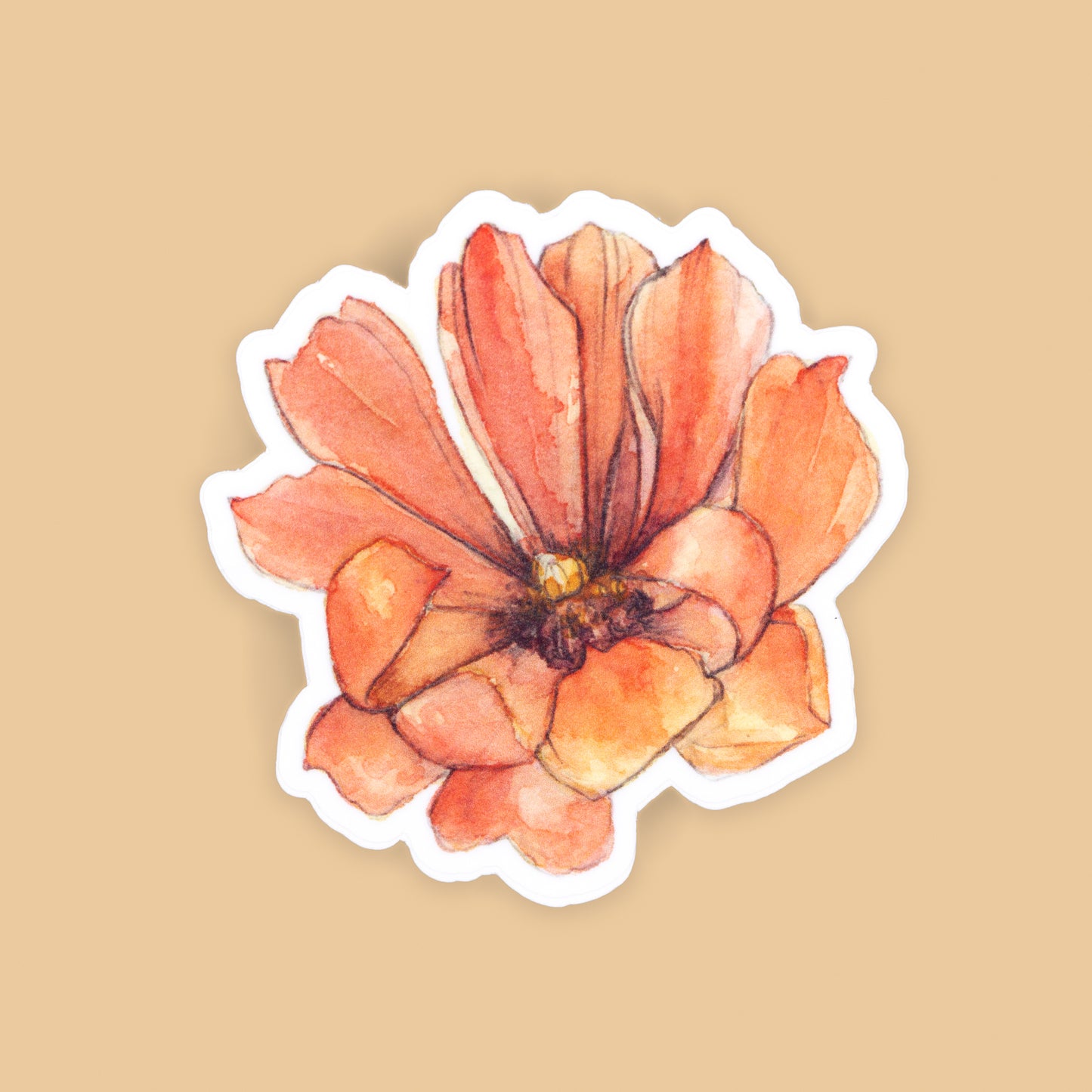 Orange Cholla Blossom Vinyl Sticker