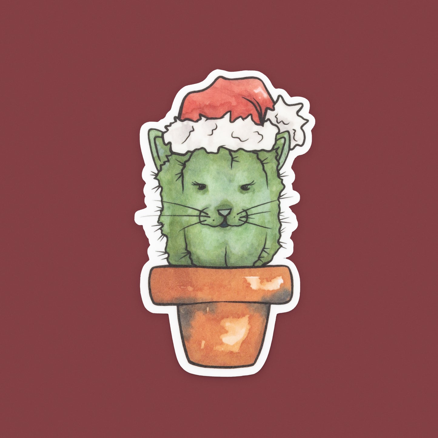 Holiday KittyCactus Vinyl Die-cut Sticker