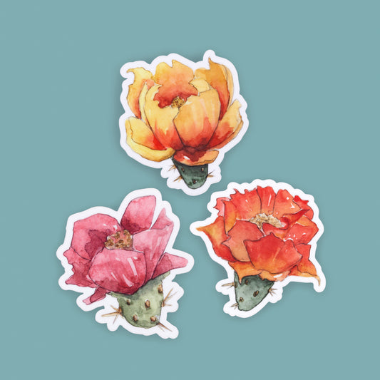 Prickly Pear Floral Sticker Set | All Three Stickers!