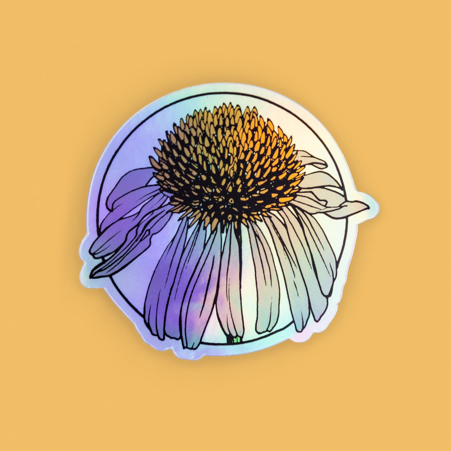 Holographic Purple Cone Flower Vinyl Sticker