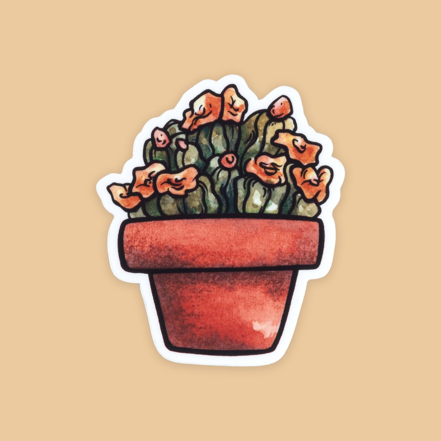 Potted Cacti Friend: Scarlett Vinyl Die-cut Sticker